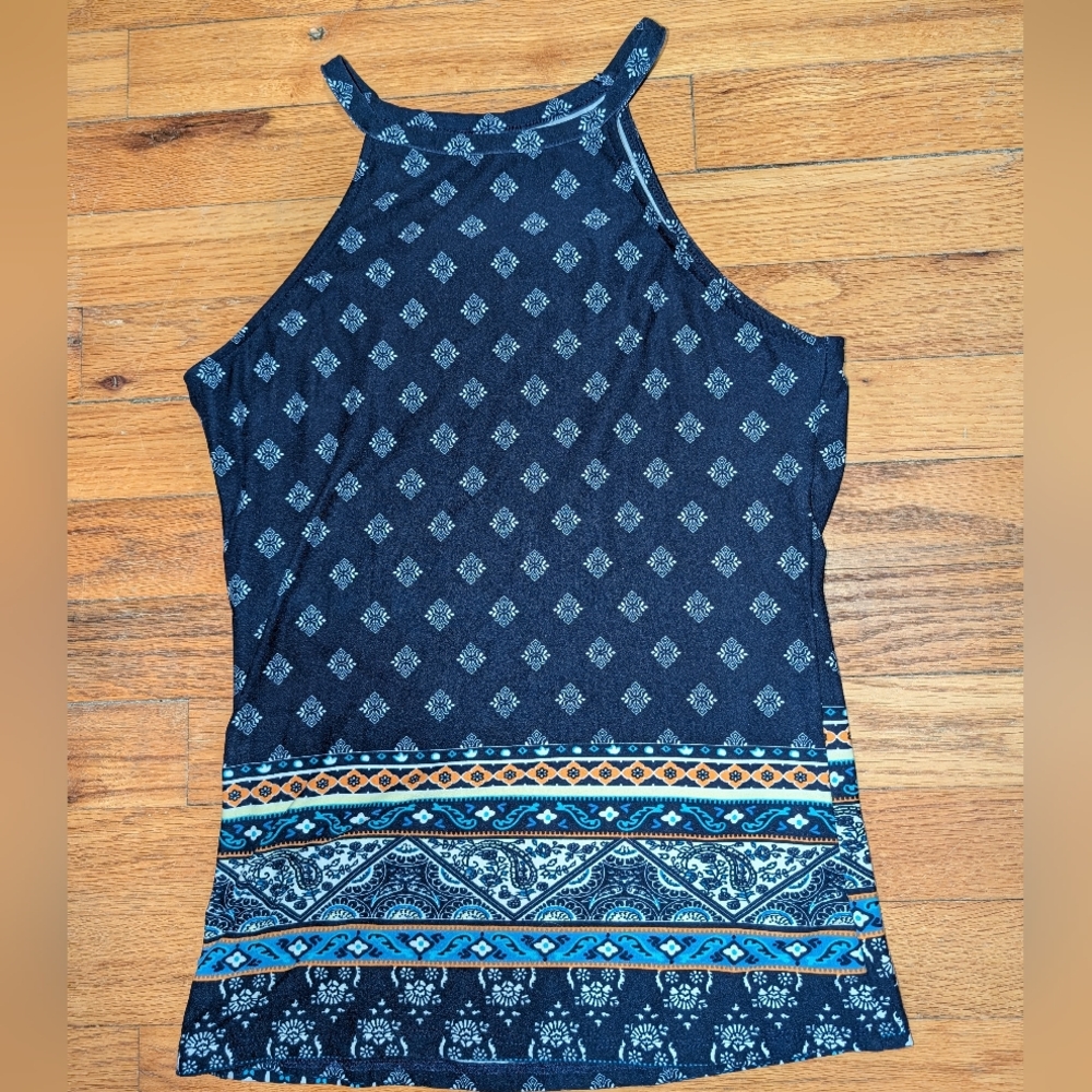 Navy Blue Patterned Tank Top!
